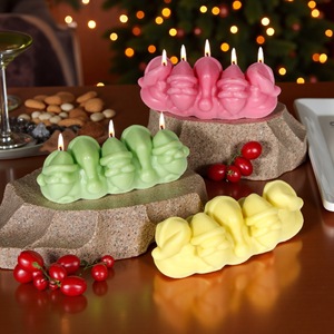 Santa Claus Shaped <b>Silicone</b> Mold For Candle Soap Cake <b>Baking</b> DIY Molding Tool Transparent White 1 Piece - Product Image 1