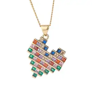 Креативное ожерелье сочетание сердца Дизайн Сердце ожерелье Цвет циркон позолоченное ожерелье