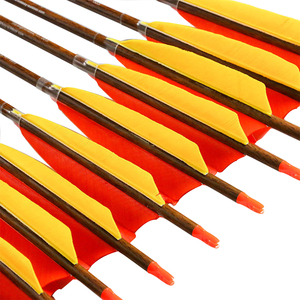 Linkboy 32 pollici 6.2 millimetri <span class=keywords><strong>Spine</strong></span> 300-800 di <span class=keywords><strong>Legno</strong></span> Della Pelle di 4 pollici Turchia Piuma Punto di Campo di Tiro Con L'arco Freccia di Carbonio per le Riprese - Product Image 3