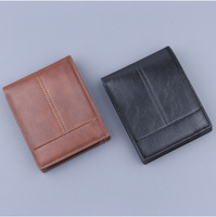 Nouveau design Portefeuille court pour homme en cuir véritable, porte-cartes, porte-monnaie, portefeuille fin, logo personnalisé OEM