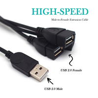 Kabel Ekstensi Pengisian Daya & Sinkronisasi Data Multi-Port USB A Male ke 3 USB A Female