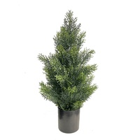 Plantes artificielles arbre et cèdre en forme de cône topiaire en métal avec pot en plastique noir avec protection uv extérieur et intérieur