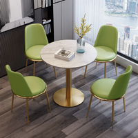 Ensemble de chaises de salle à manger de luxe modernes, 1 table et 4 chaises pour négociations au bureau ou réceptions, petite table pour salon ou balcon