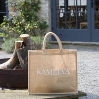 Sac fourre-tout en toile de jute écologique de grande capacité pour le shopping, avec logo personnalisé, vente en gros