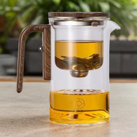 Théière paresseuse innovante en verre borosilicate magnétique, absorbant les bulles, résistante à la chaleur, filtrante, à un clic, design mignon, pour usage domestique
