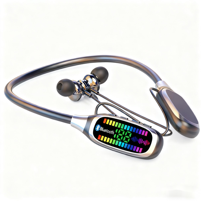 Wireless Neckband for BT Earphones Digital Display Microphone Noise Cancellation IPX4 Waterproof BT 5.4 OEM Factory Wholesale