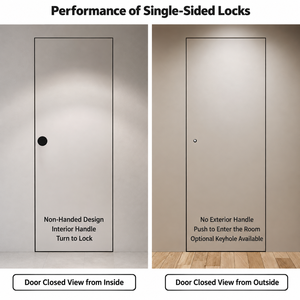 Serrure de porte invisible à bouton rond minimaliste en alliage de zinc noir pour portes intérieures à charnières de chambre à coucher - Product Image 6