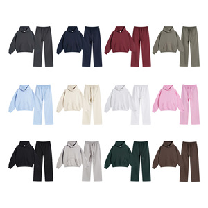 Conjunto de Dos Piezas de Sudadera con Capucha y Pantalones Deportivos de Pierna Recta de Felpa de Algodón con Logotipo Personalizado al por Mayor, Chándal Informal de Otoño para Hombre - Product Image 1