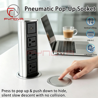 Enchufe retráctil neumático con 3 tomas universales y carga USB A+C para mesa de cocina, isla de cocina u oficina.