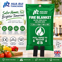 Couverture anti-feu en fibre de verre avec logo personnalisé 1,2*1,8m 4*6ft BS EN 1869:2019, emballage individuel pour distributeurs et détaillants au Royaume-Uni