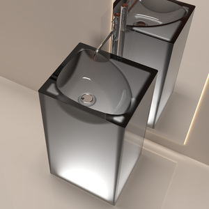 Lavabo de salle de bain <span class=keywords><strong>en</strong></span> résine transparente bleue, style moderne, lavabos de salle de bain autoportants - Product Image 2