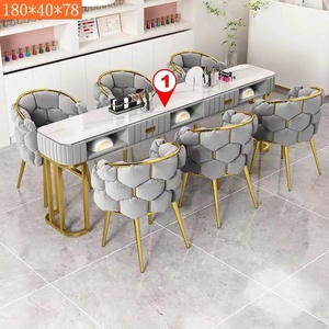 K New Luxury Modern <span class=keywords><strong>Nail</strong></span> Art Equipment Salon de manucure à deux places <span class=keywords><strong>Nail</strong></span> Table Metal Salon Furniture <span class=keywords><strong>Studio</strong></span> - Product Image 4