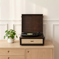 Tourne-disque vintage de conception OEM avec finition en acajou pour trois vitesses (33/45/78 tr/min)