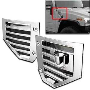 Grilles de ventilation latérales chromées pour capot, garnitures de <span class=keywords><strong>calandre</strong></span> pour <span class=keywords><strong>Hummer</strong></span> <span class=keywords><strong>H2</strong></span> 2006 2007 2008 2009, accessoires extérieurs automobiles - Product Image 2
