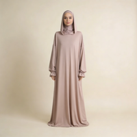 Abaya musulmane portable, respirante, faite à la main, grande taille, coupe ajustée, en polyester, longueur cheville, manches longues, anti-plis, pour l'hiver et le Ramadan