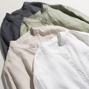 Camicie da <span class=keywords><strong>donna</strong></span> in puro <span class=keywords><strong>lino</strong></span> colletto alla coreana <span class=keywords><strong>camicia</strong></span> bianca allentata <span class=keywords><strong>camicia</strong></span> da <span class=keywords><strong>donna</strong></span> moda manica lunga - Product Image 6