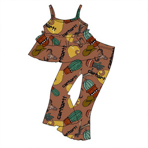 Ensembles Mode Deux Pièces <span class=keywords><strong>Fille</strong></span>, Haut Caraco et Pantalon Patte d'Éléphant en Tissu Tricoté, Combinaison pour Enfants Nouveau-né à 16 <span class=keywords><strong>Ans</strong></span> - Product Image 6