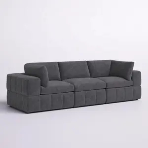 latest design light grey corduroy 108'' couch living room sofas