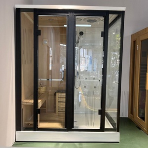 Cabine de sauna de jardin en <span class=keywords><strong>bois</strong></span> massif à prix d'usine pièce extérieure traditionnelle à vapeur humide avec <span class=keywords><strong>douche</strong></span> et chauffage par poêle - Product Image 6