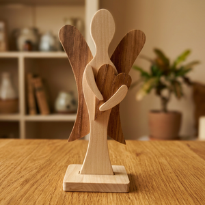 Sculpture d'ange en bois faite à la main, décoration de Noël pour table, ornement moderne pour la table du couloir - Product Image 4