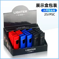 Briquet électrique rechargeable USB sans flamme, coupe-vent, mince, léger, super silencieux, pour fêtes