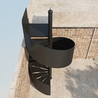 Escalier en colimaçon moderne en acier au carbone laminé pour extérieur, à colonne centrale, de qualité industrielle, durable et résistant aux intempéries