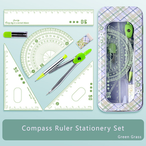 Juego de Regalo de Papelería con Regla y Compás para Estudiantes, Diseño de Dibujos Animados Ecológico, 4 Colores, Útiles Escolares para Oficina y Escuela - Product Image 2