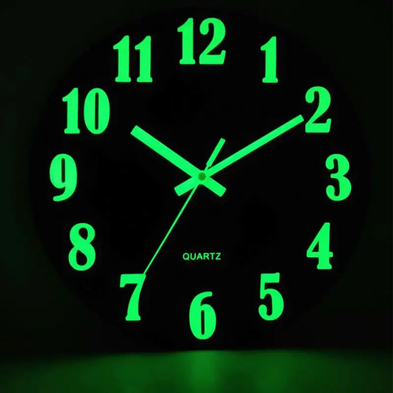 لوحة ساعة حائط خشبية متوهجة بضوء ليلي بقياس 8 بوصات بإضاءة فوارة مضيئة فولاذية بضوء انفجاري ساعة جدارية صامتة