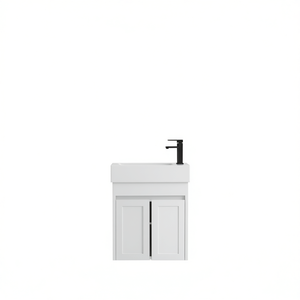 Mueble de Baño con Lavabo Individual Blanco, Puertas con Cierre Suave de 18 Pulgadas, Diseño Moderno, Mueble Rectangular de MDF con Base - Product Image 1