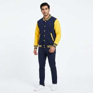 Veste universitaire en toile de laine et cuir pour homme, décontractée, unie, d'hiver, respirante, confortable, en solde, prix le plus bas - Product Image 1