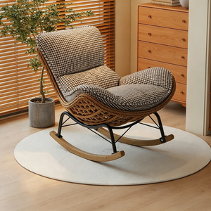 Fauteuil à bascule en cuir <span class=keywords><strong>Letao</strong></span> Tao avec motif pied-de-poule, design moderne, meubles confortables pour le salon - Product Image 2