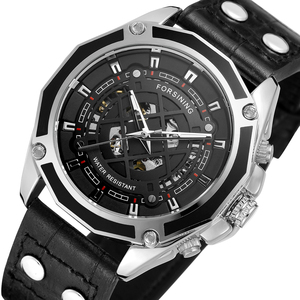 Montres chinoises FORSINING 3 ATM Montre résistante à l'eau automatique squelette décontractée pour homme - Product Image 2