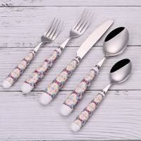 Ensemble de vaisselle de décoration de table de mariage 5 pièces cuillères fourchettes et couteaux ensembles de couverts en acier inoxydable 18/10 avec poignées en céramique