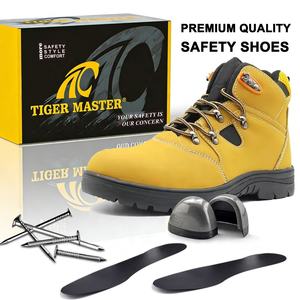 Chaussures de sécurité pour hommes en cuir nubuck <span class=keywords><strong>jaune</strong></span> résistant aux acides, semelle en caoutchouc antidérapante, embout en acier, anti-perforation, pour l'industrie pétrolière - Product Image 3