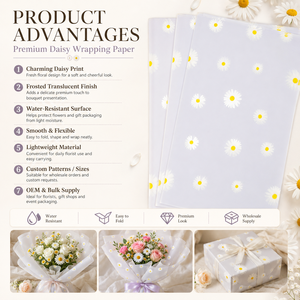 Papel de Regalo Floral Elegante de Alta Calidad, Diseño Floral de Margaritas, Impresión en Tinta, Película OPP Impermeable para Cajas de Regalo - Product Image 4