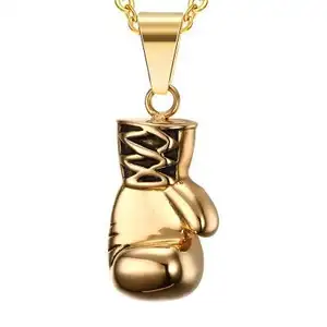 New men's hip-hop pair of boxing pendant gold stainless steel male hippie jewelry direct sale necklace