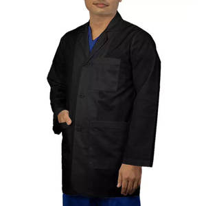 Venta al por mayor personalizado bordado negro laboratorio Batas para Mujeres Hombres Unisex laboratorio Bata para Mujeres manga completa algodón largo médico abrigo - Product Image 2
