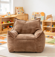 Fauteuil pouf en velours côtelé Disan Extra Doux en forme de larme, une place, avec housse amovible, idéal pour petits appartements et balcons