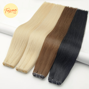 Double Drawn Genius <strong>Weft</strong> Human Hair Extensions Cuttable No Return Hair <strong>Invisible</strong> Flat <strong>Weft</strong> for Hair Salon Factory Wholesale - Product Image 2