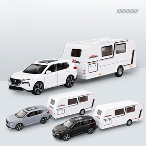 Modellino in Scala 1:32 di <span class=keywords><strong>Nissan</strong></span> X-Trail SUV con Rimorchio, Ruote Mobili, Colore Bianco/Nero, Giocattolo per Bambini con Funzione Pull-Back - Product Image 6