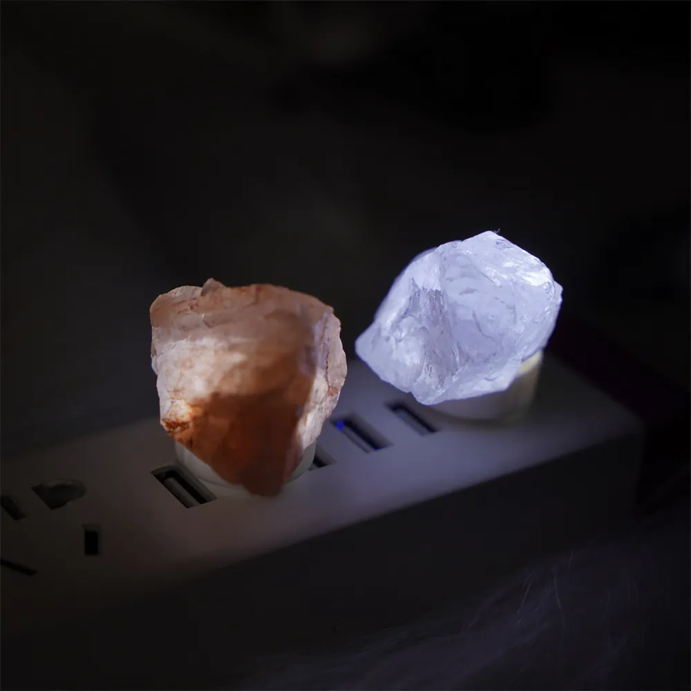 Natural gemstone crystal USB light citrine DIY raw stone lamp healing clear quartz rough mixed home Decoration for gift