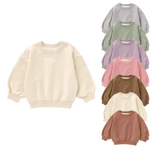 Adorável Oversize Bolha Mangas Bebê Tops Crianças Pullover Camisola