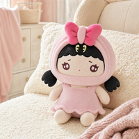 Adorable poupée en peluche fille Signe Astrologique Vierge rose, douce et moelleuse, avec robe à capuche et nœud, jouet en peluche, fabricant OEM ODM de cadeaux