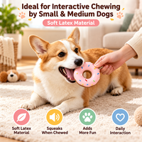 Jouet pour chien en latex naturel en forme de donut, jouet à mâcher qui couine pour petits chiens, jouet interactif pour animaux de compagnie, vente en gros OEM
