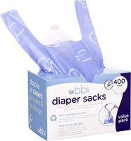 Sacs à couches jetables résistants à l'eau en HDPE à 20 %, 400 sacs, sacs de recharge pour poubelle à couches pour bébé, sacs à déchets fins et légers pour bébé