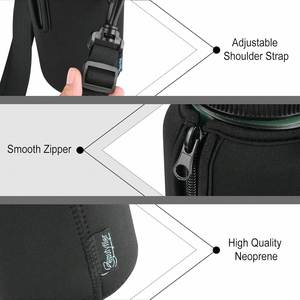 Funda Aislante para Botella de Agua de Neopreno Negro, Enfriador para Botellas de Boca Ancha de 32 oz, Correa de Hombro Ajustable - Product Image 4