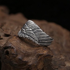 Anello F438 con Ali Placcato Argento, Anello Unisex Vintage alla Moda, Gioiello Regalo - Product Image 3