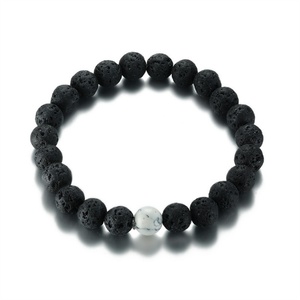 Cheaper Wholesale Natural lava Stone Beaded Bracelet for <b>Men</b> - Product Image 6