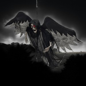Esqueleto de fantasmas voladores colgantes de <span class=keywords><strong>ojos</strong></span> <span class=keywords><strong>rojos</strong></span> animados eléctricos espeluznantes parlantes de <span class=keywords><strong>Halloween</strong></span> <span class=keywords><strong>para</strong></span> suministros de fiesta de cementerio interior y exterior - Product Image 2