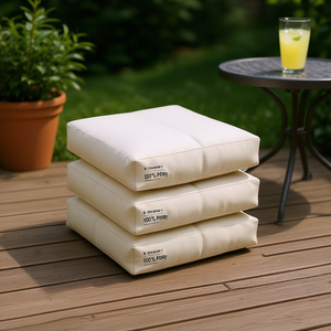 Cuscini per Sedie da Esterno in Tessuto Oxford Crema, Quadrati, Resistenti all'Acqua, Rimovibili e Lavabili, 100% Fibra di Poliestere, Per Tutte le Stagioni - Product Image 2